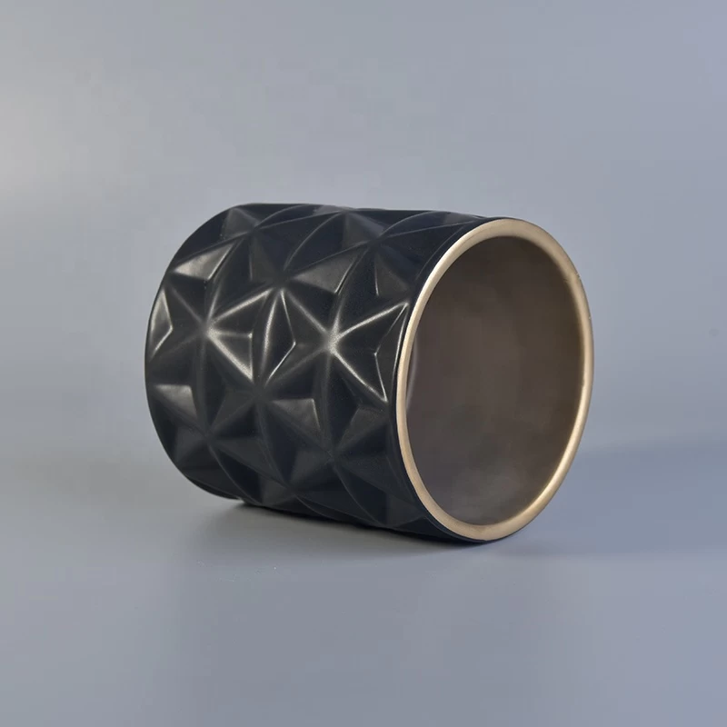Unique matte plated ceramic candle holders black home decor