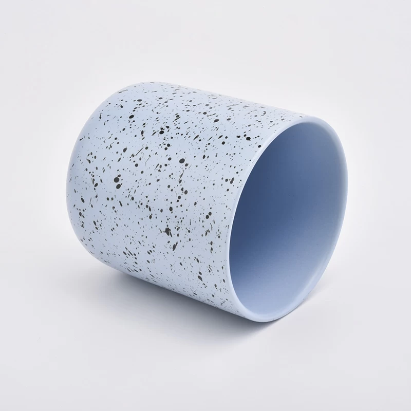 new blue dots ceramic candle jar