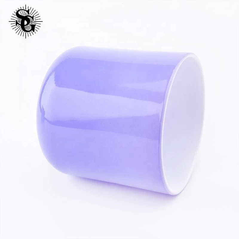 Sunny purple round bottom glass candle holders