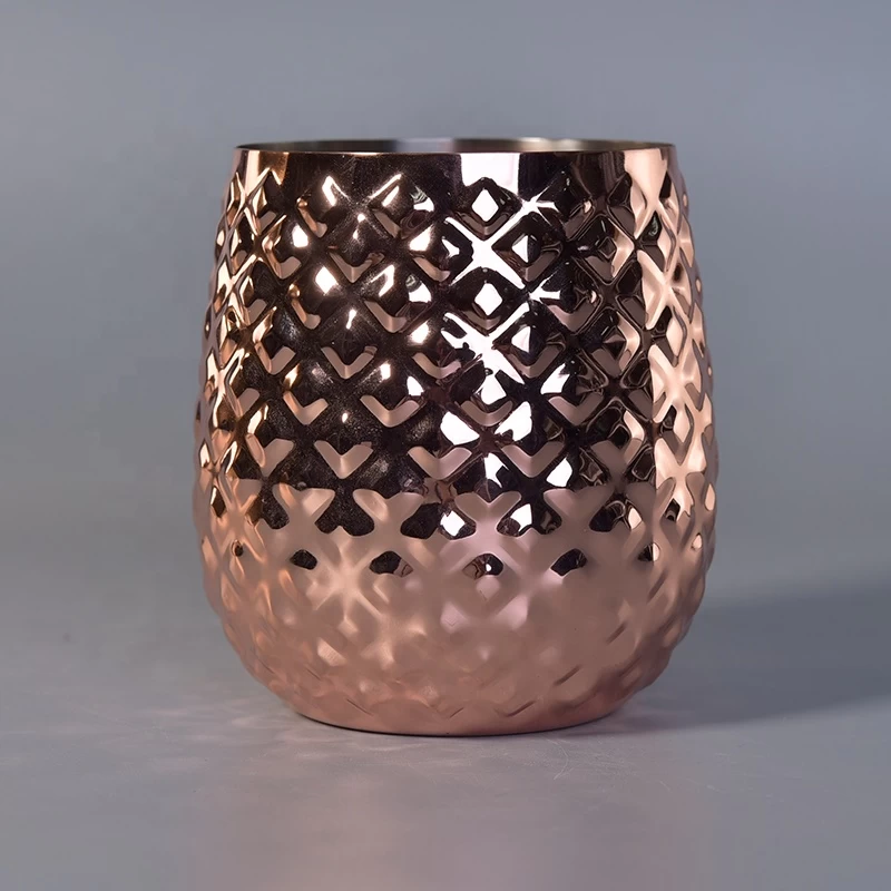 Golden custom geo metal aluminum candle jars