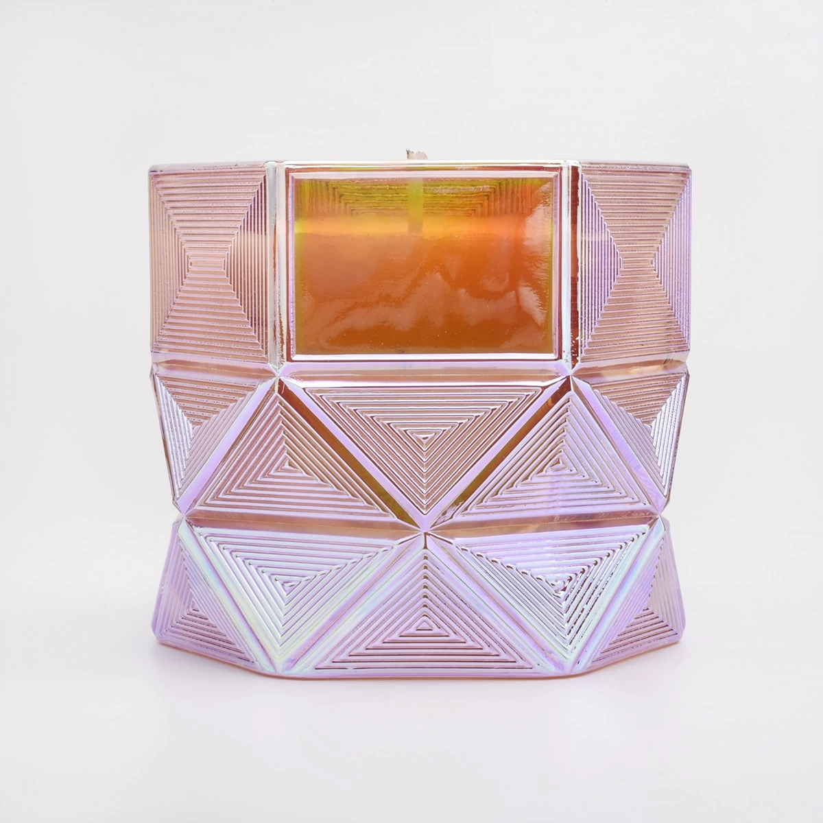 Sunny wedding decoration pink Hexagon luxury glass candle holders
