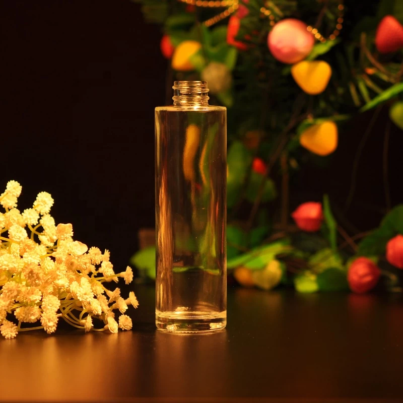 Cylinder wholesales transparent glass perfume bottles fragrance bottle for personal care