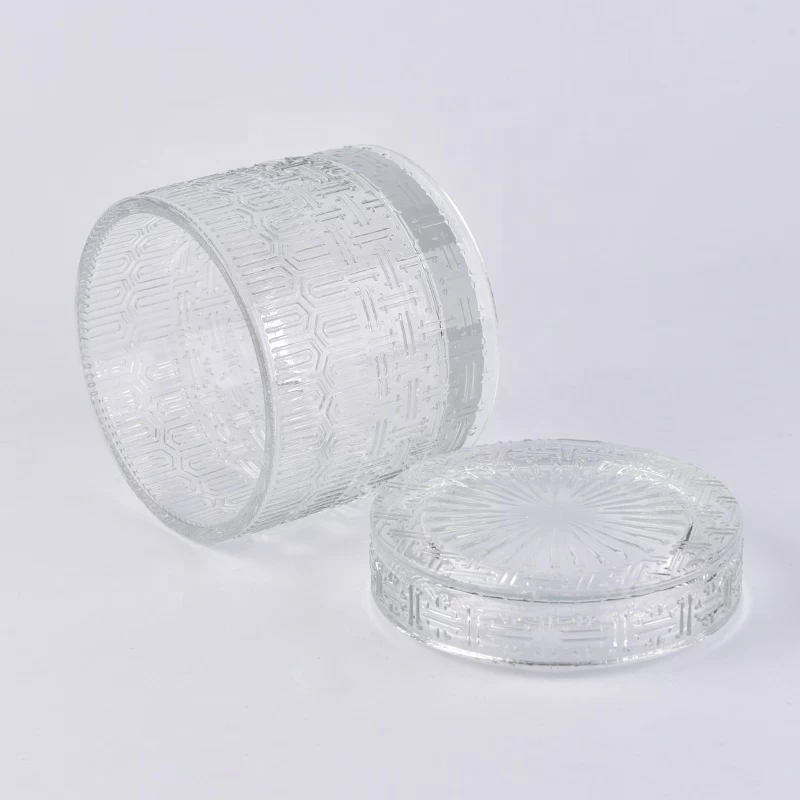 Clear glass candle jars with lid for home decor