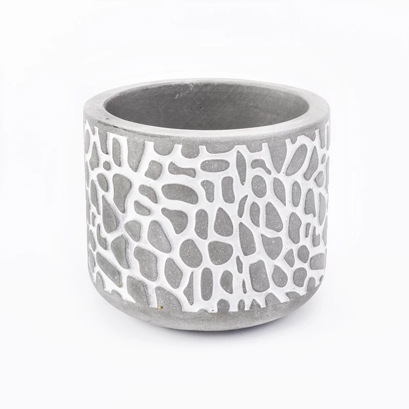 7oz engraving grey cement candle holder soy wax candle jar for home decor