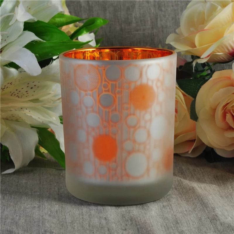 Home decoration color frosted custom glass candle holder 10oz