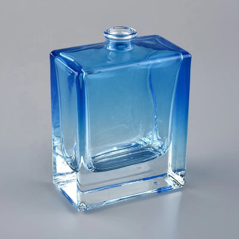 Blue color  55Ml Perfume Bottle Glass With Screw Version Spray Pump