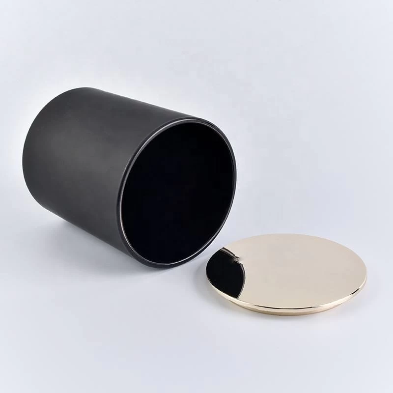 black luxury candle containers with metal lid