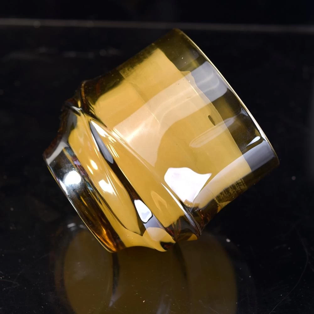 10oz 20oz Wholesales custom gold tealight crystal glass candle jar