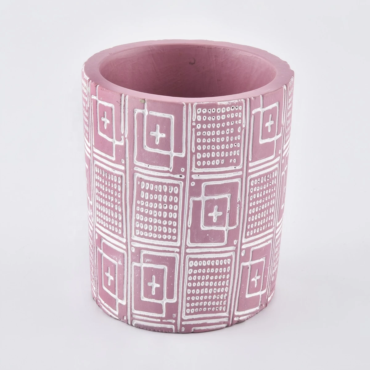 Wholesales cylinder pink Ceramic Candle jars 10oz