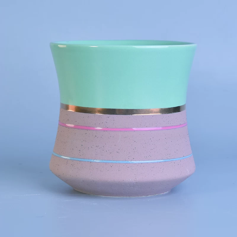 Wholesales chinese custom blue matte Ceramic Candle vessel
