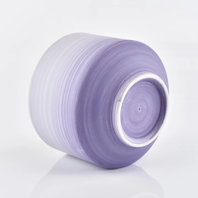 Purple line ceramic candle jars for home decorations