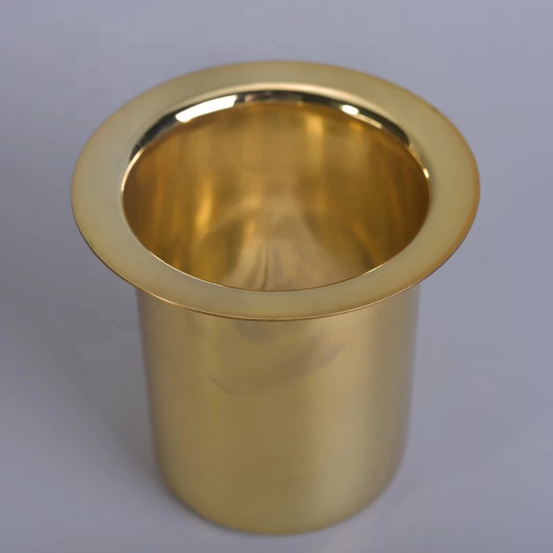 Vintage decorative golden metal candle jars insert