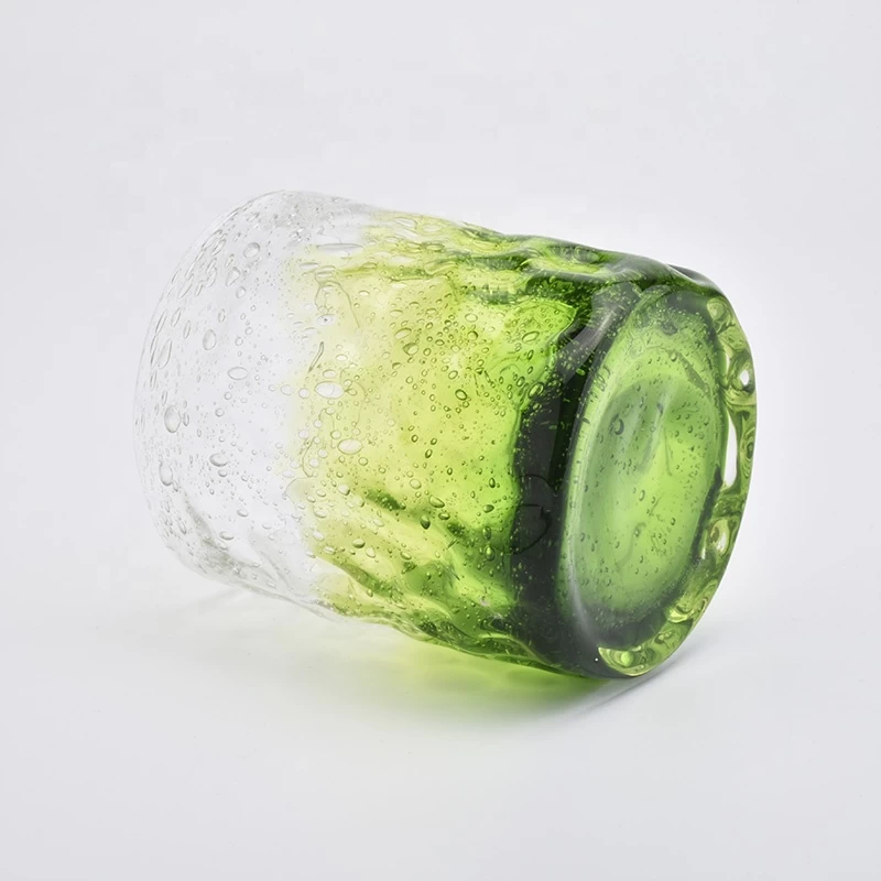 250ml bubble pattern green glass candle jar for home decorations