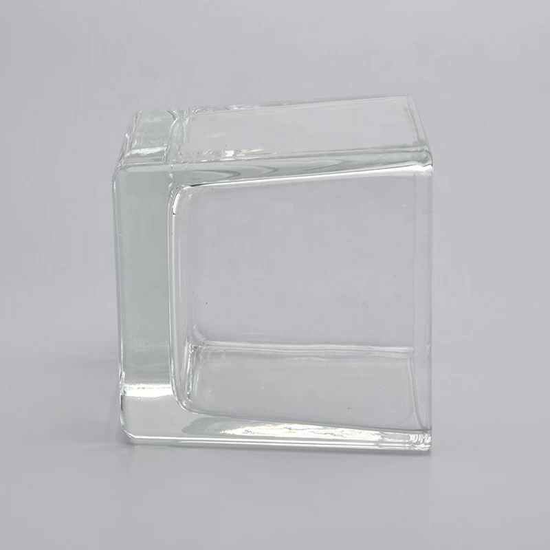 7oz square  high-white transparent glass candle jar soy wax candle holder