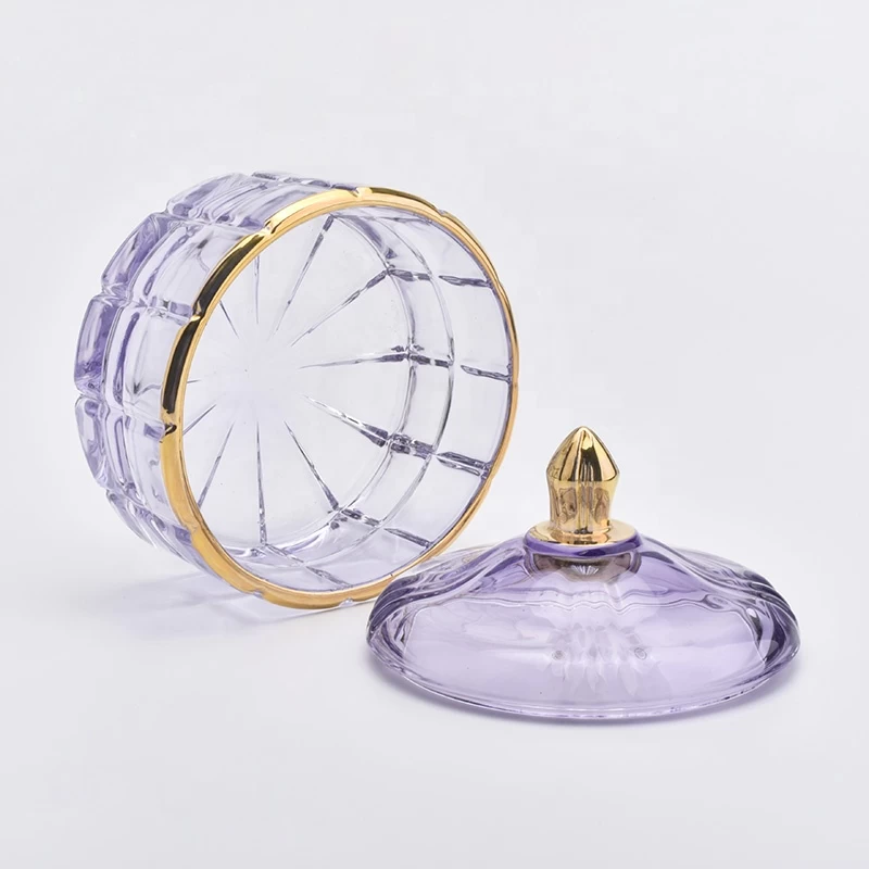 Luxury round votive long glass candle holders with lid