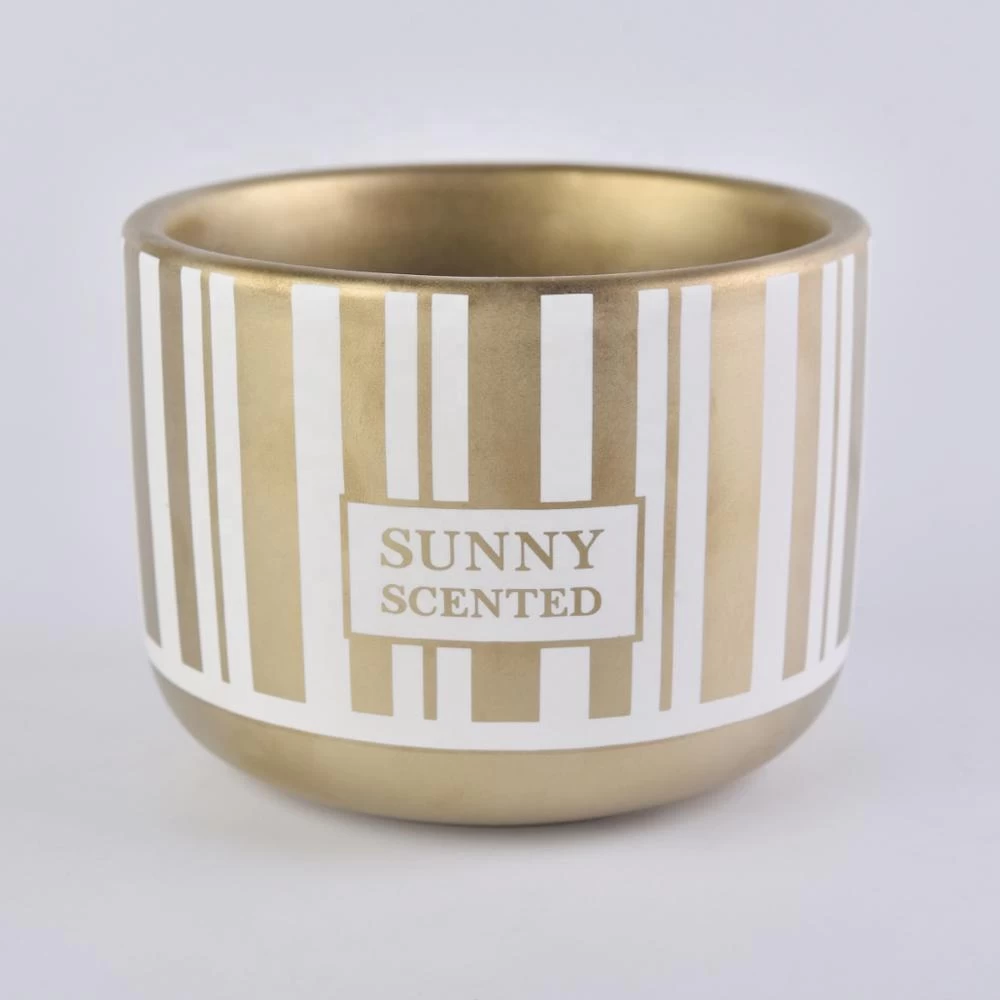 Sunny Luxury gold Ceramic Candle jars in bulk