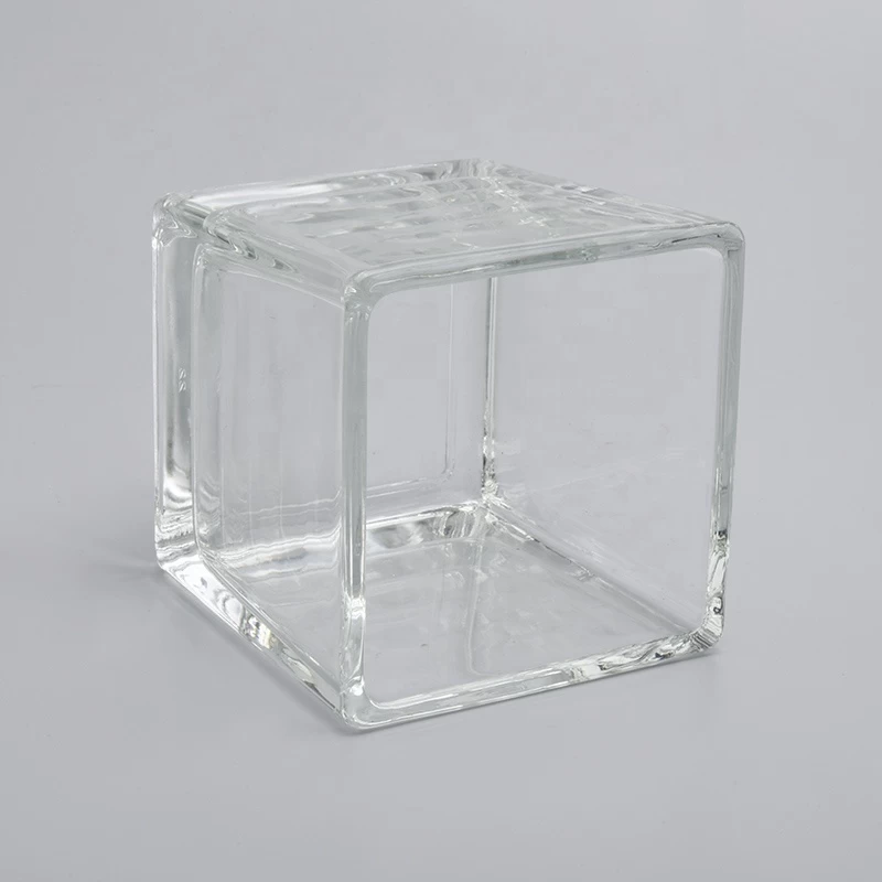 7oz square  high-white transparent glass candle jar soy wax candle holder