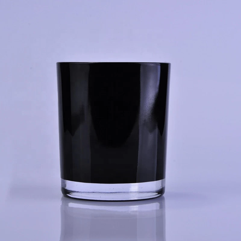 Black and gold color glass candle jars for wholesale