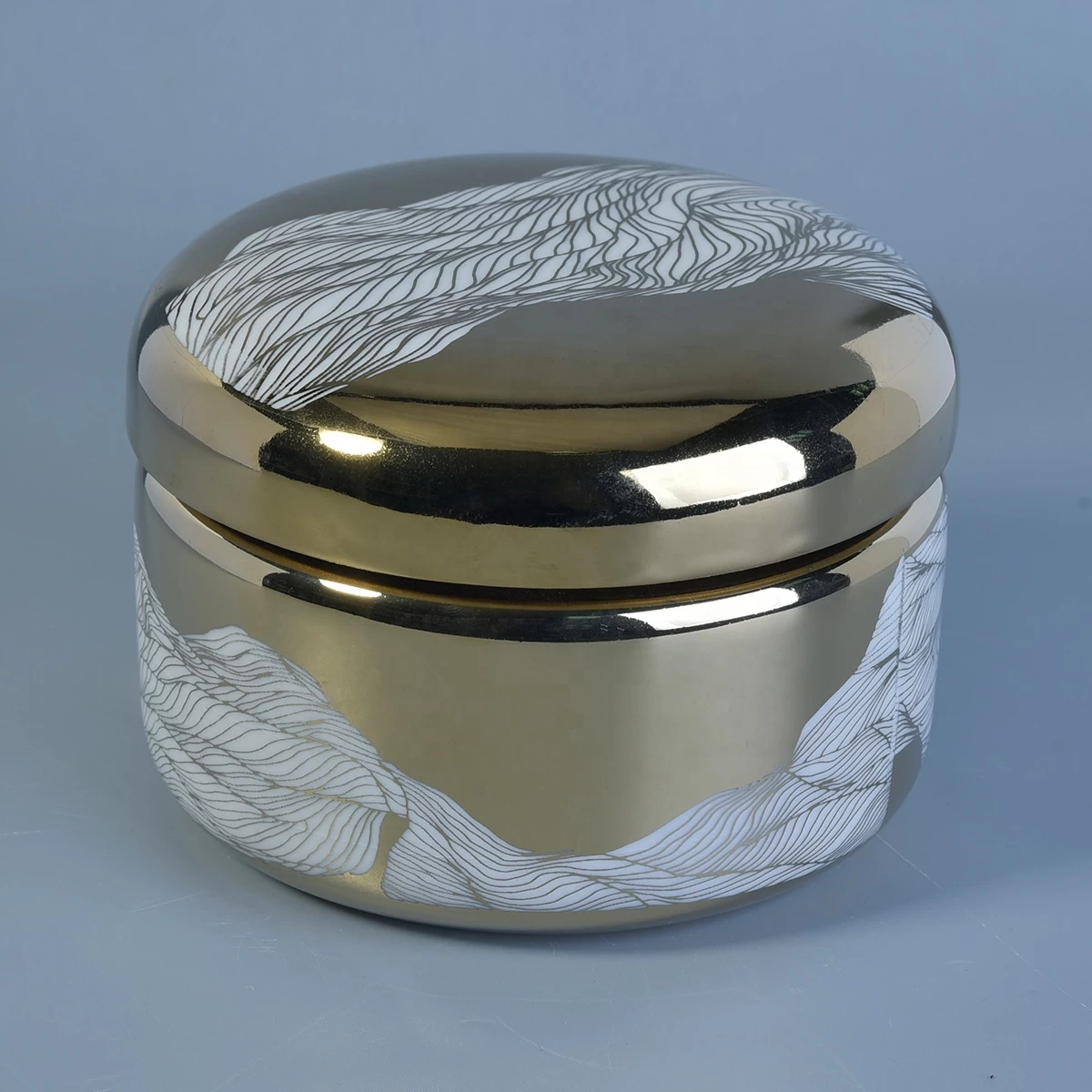Sunny new design gold scented ceramic candle holders with lids