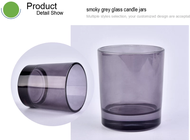 smoky grey glass candle jars