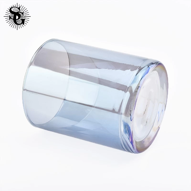 Sunny 403ml transparent iridescent glass candle holders hot sale products