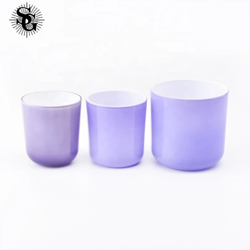 Sunny purple round bottom glass candle holders