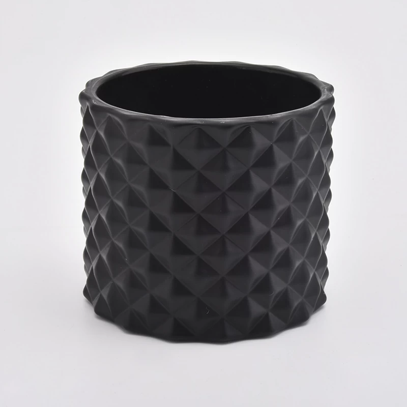 Matte black luxury glass candle holders with lids