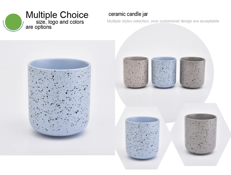blue dots ceramic candle jars