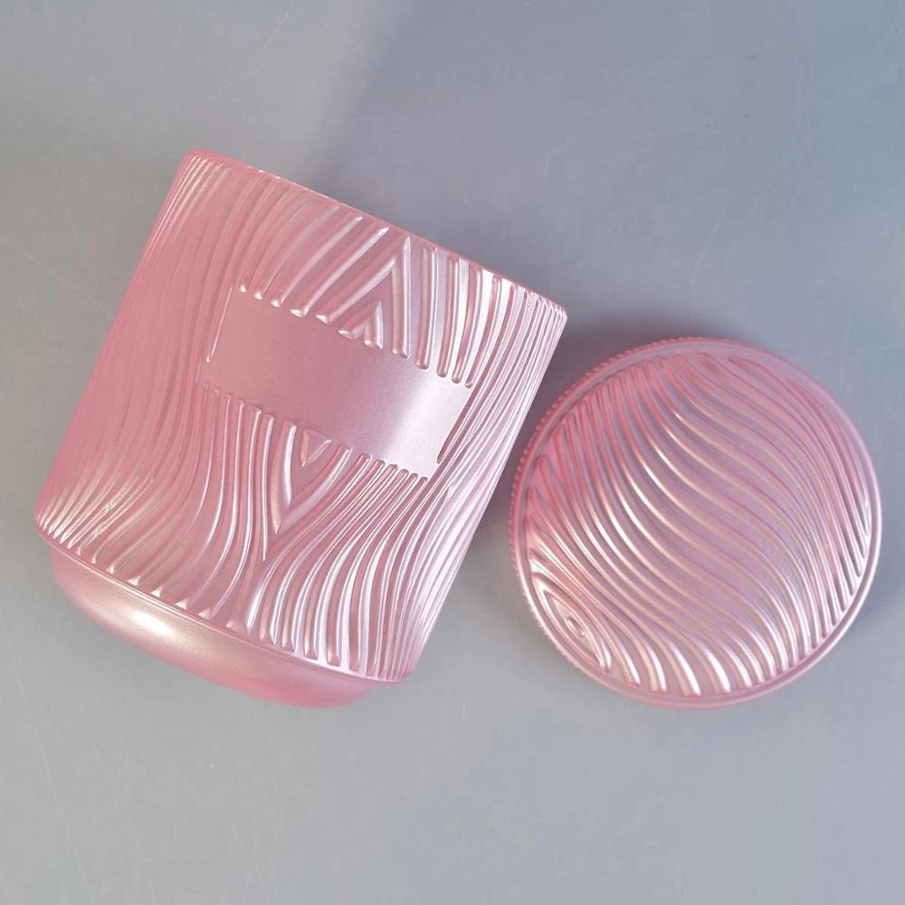 China  Wholesales custom pink votive glass candle jar with lids