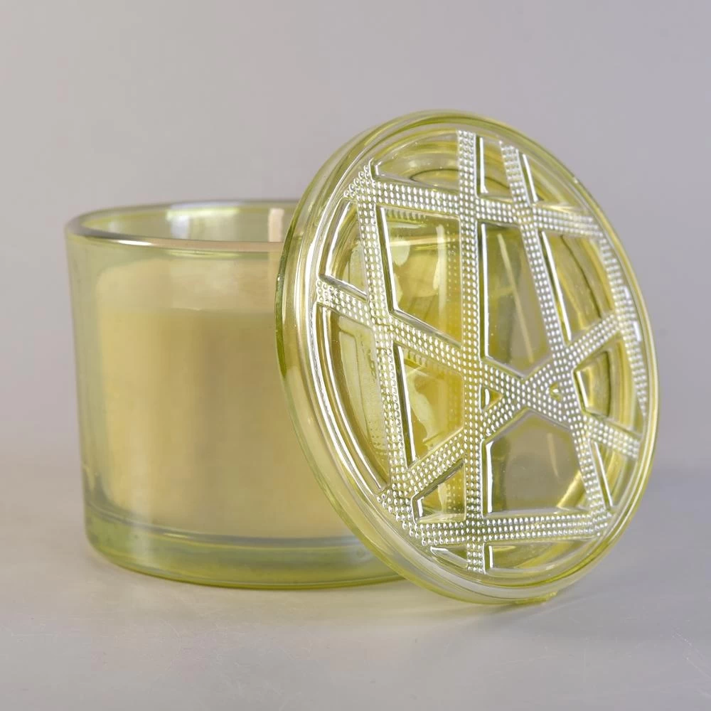 10oz Wholesales Custom gold glass bulk candle container with lid