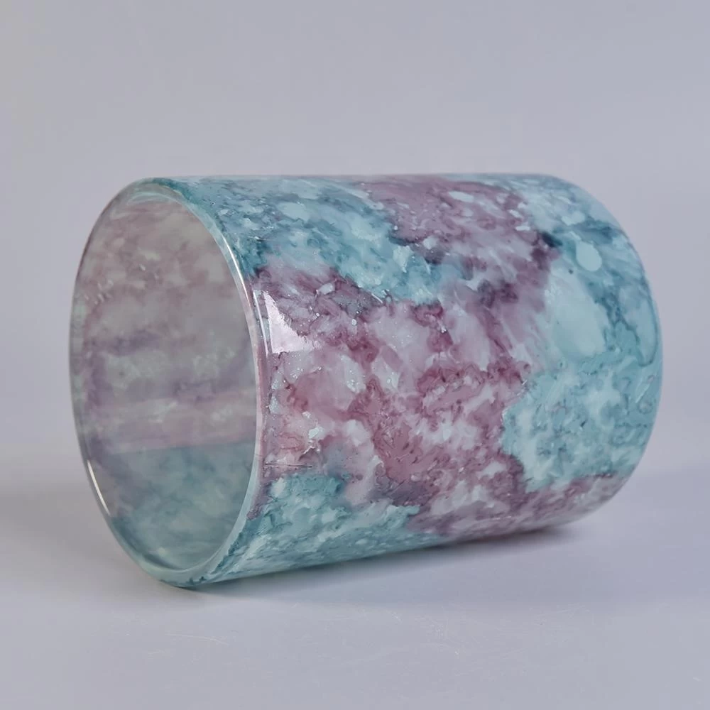 Wholesales cylinder design marble colored candle ceramic holders