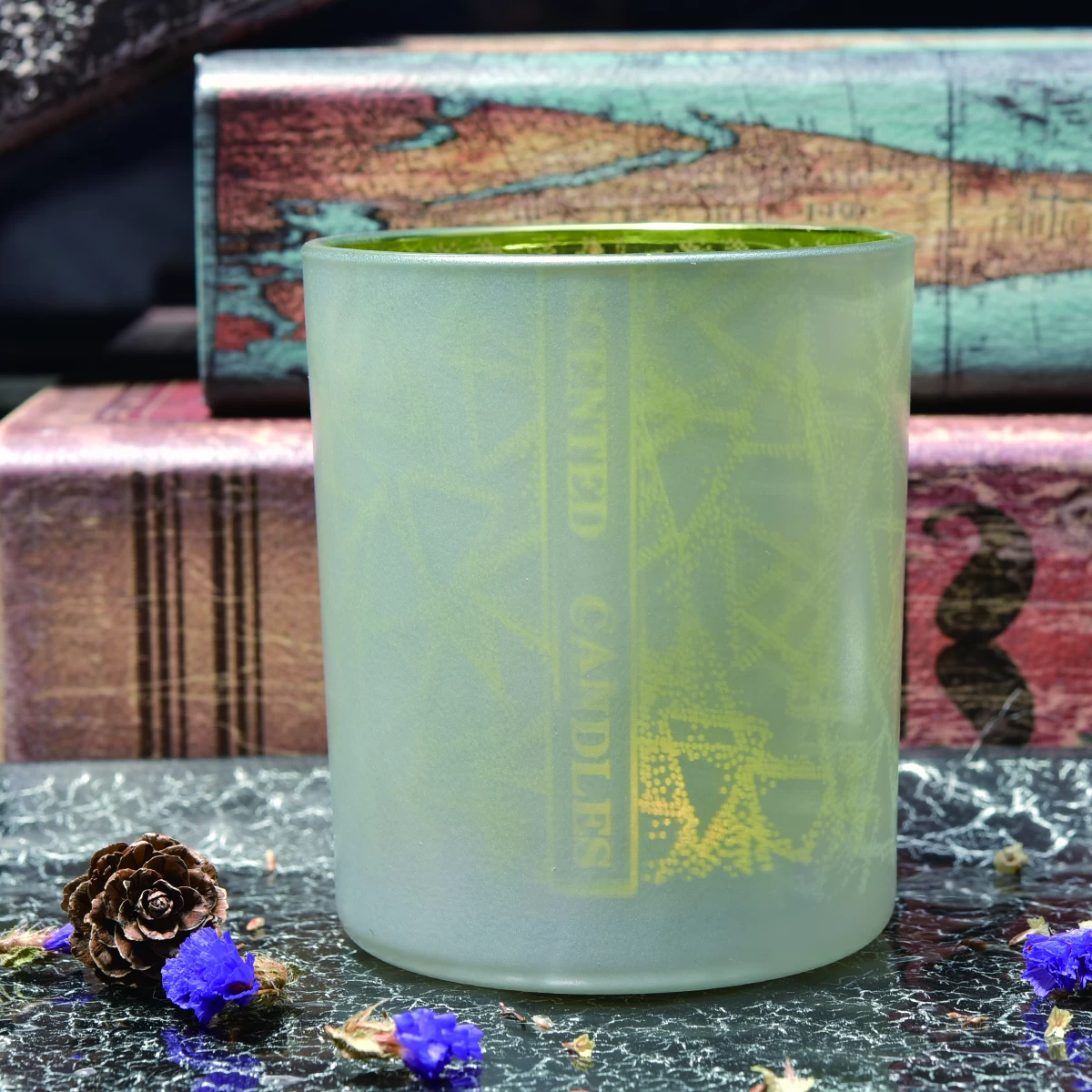 Home decoration cylinder matte color glass candle jar