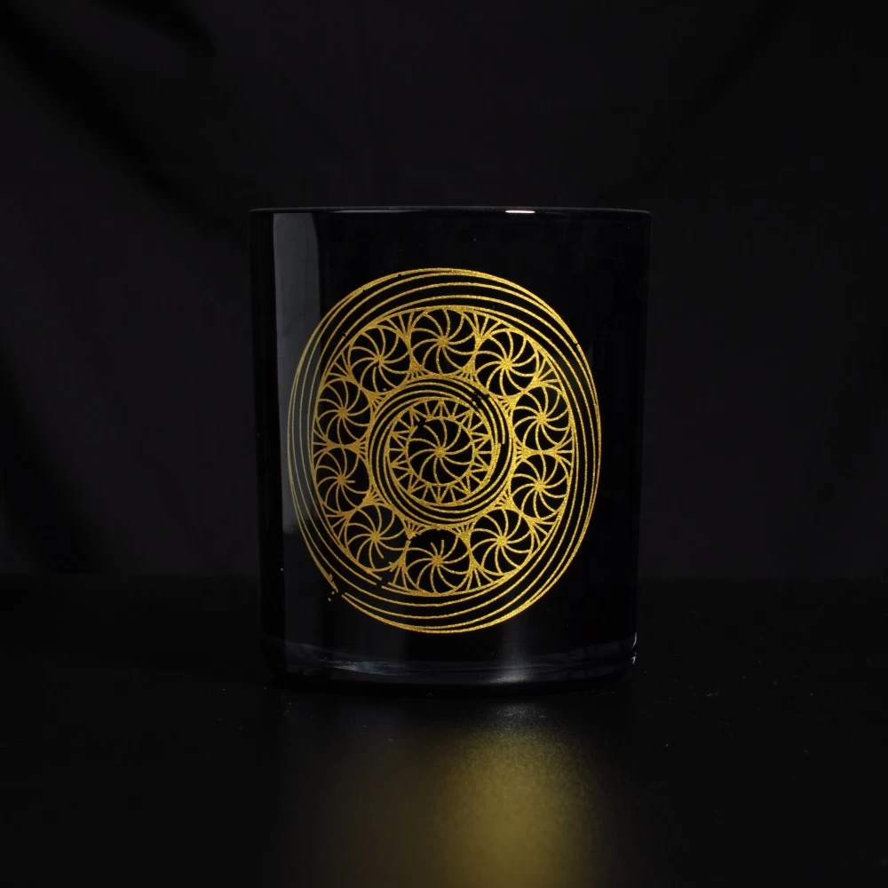 Wholesales customized black printed glass candle holder for home decor