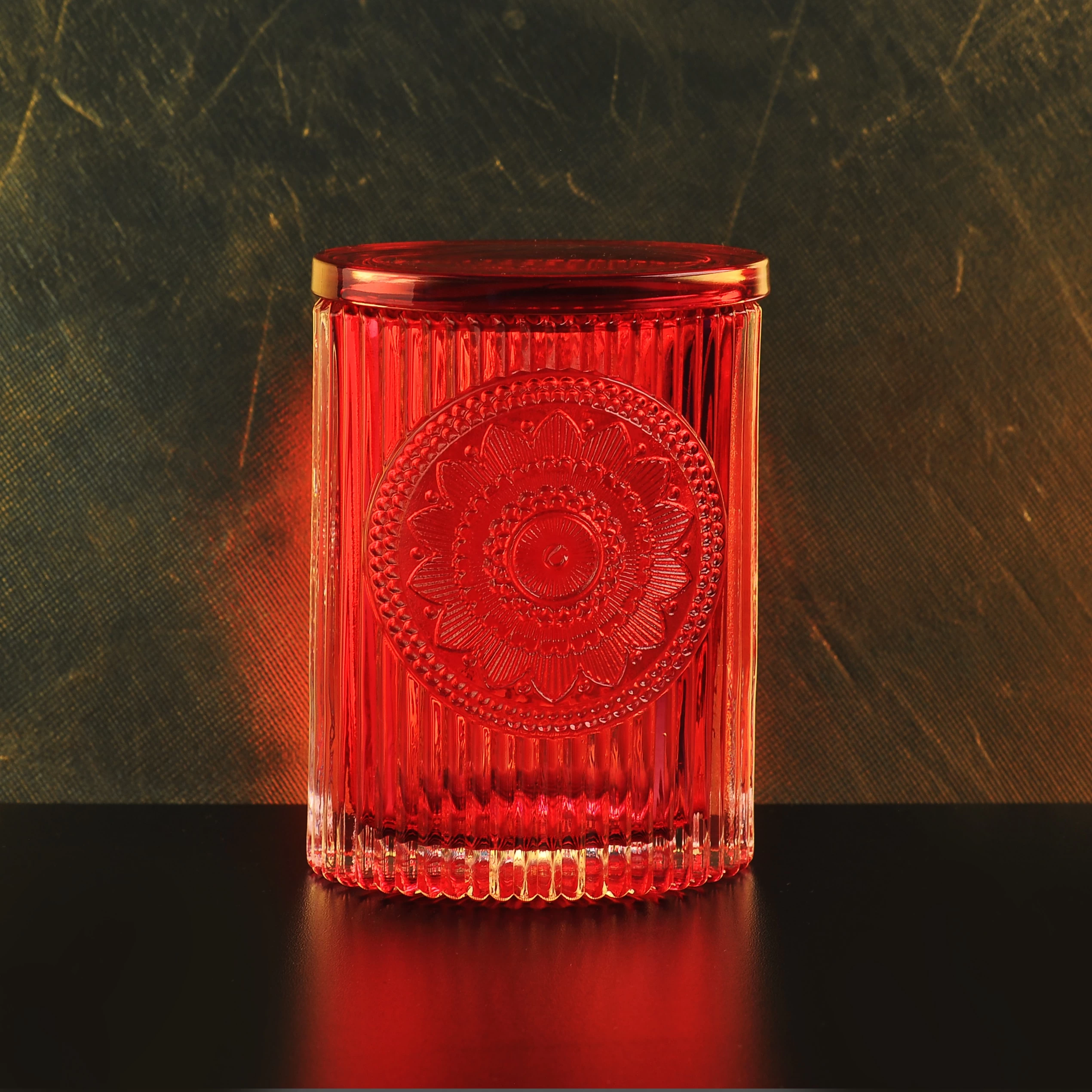 Luxury custom lotus crystal candle glass vessel with lid supplier