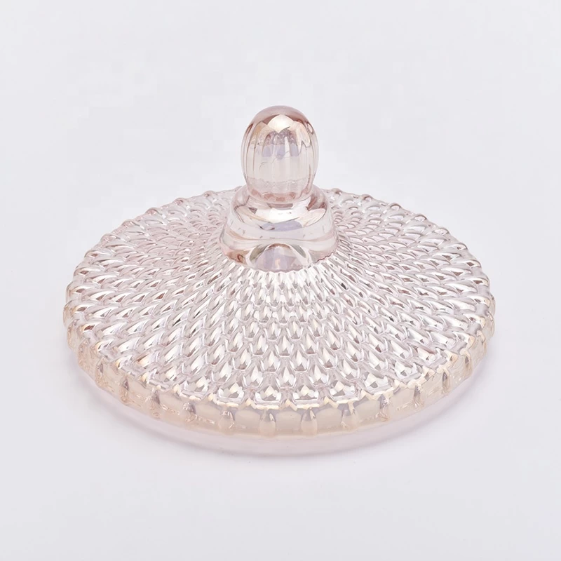 Luxury geo cut glass candle holder with lid