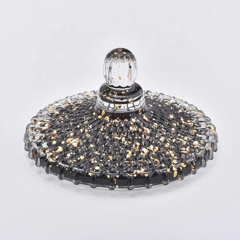 Elegant Black round glass candle holder with lid home decor
