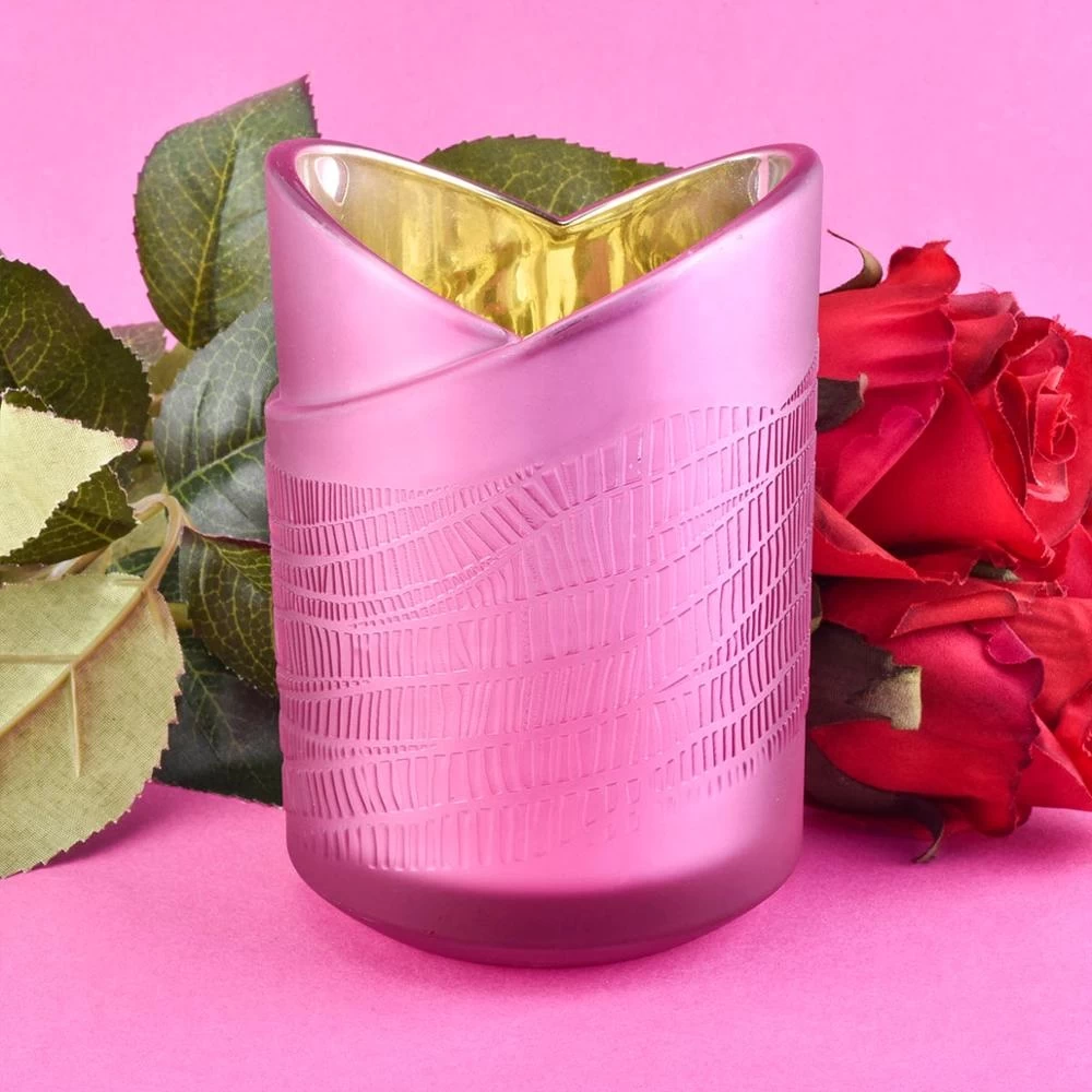 Sunny design Luxury heart shape pink candle glass jar