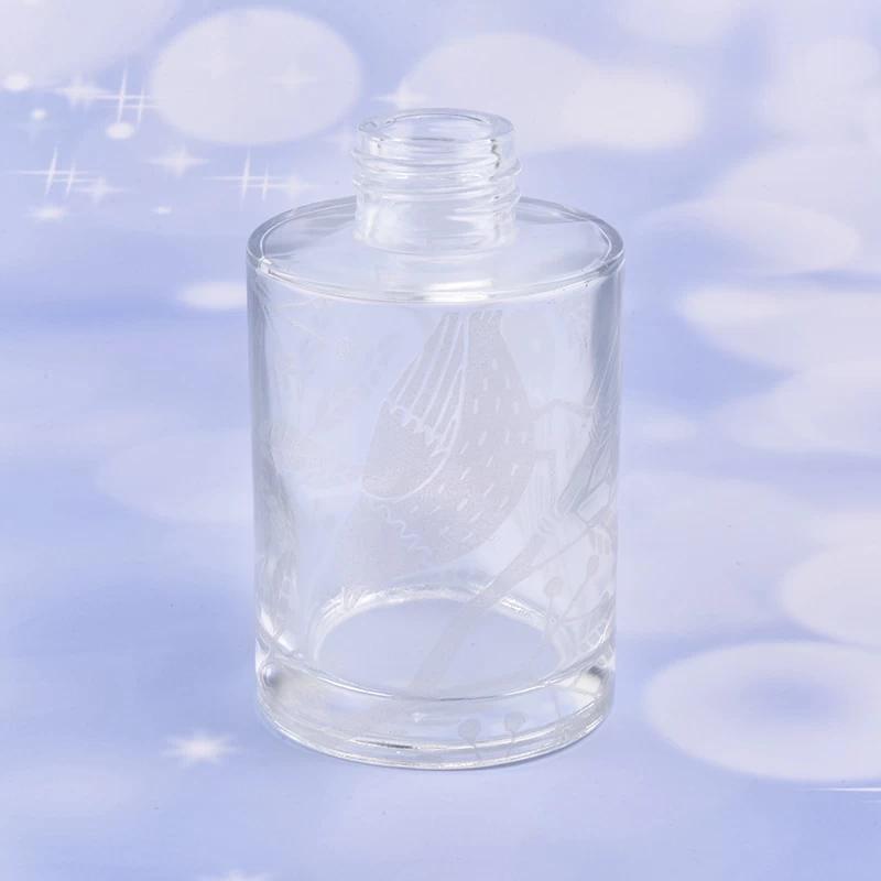Cylinder golden decal glass diffuser bottle glass perfume bottle fragrance