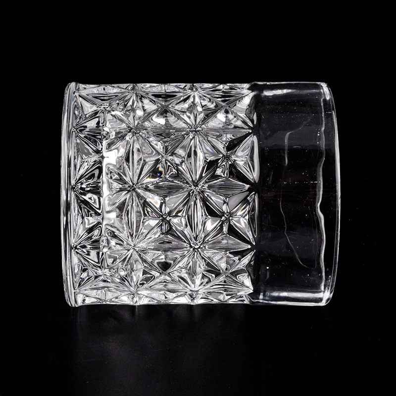 clear glass candle holders with diamond pattern