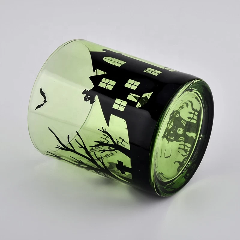 gradient candle jar glass with decal printing