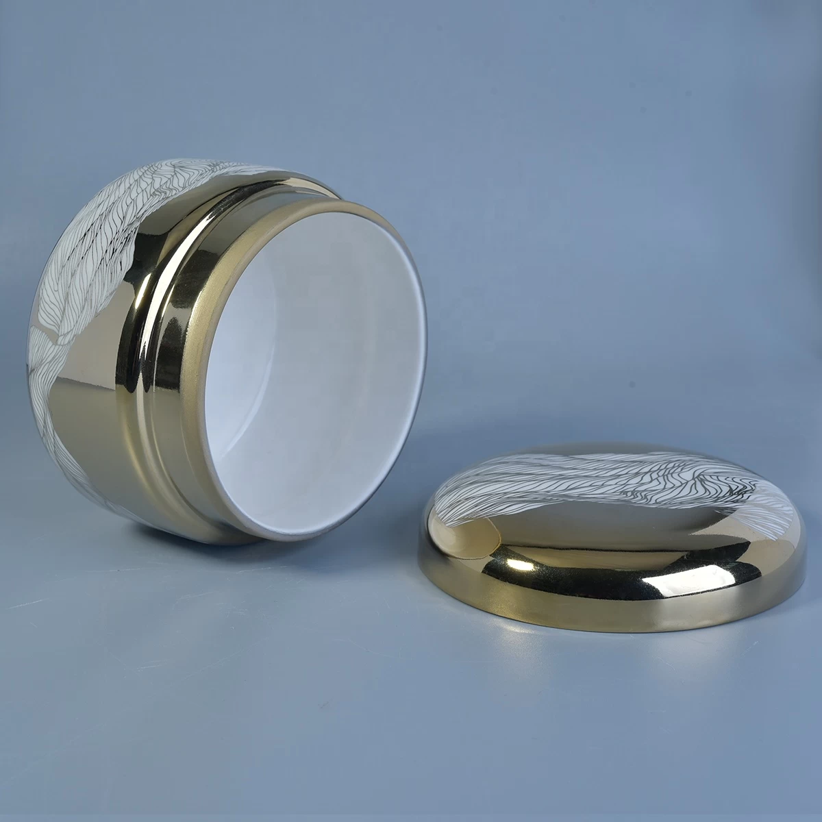 Sunny new design gold scented ceramic candle holders with lids