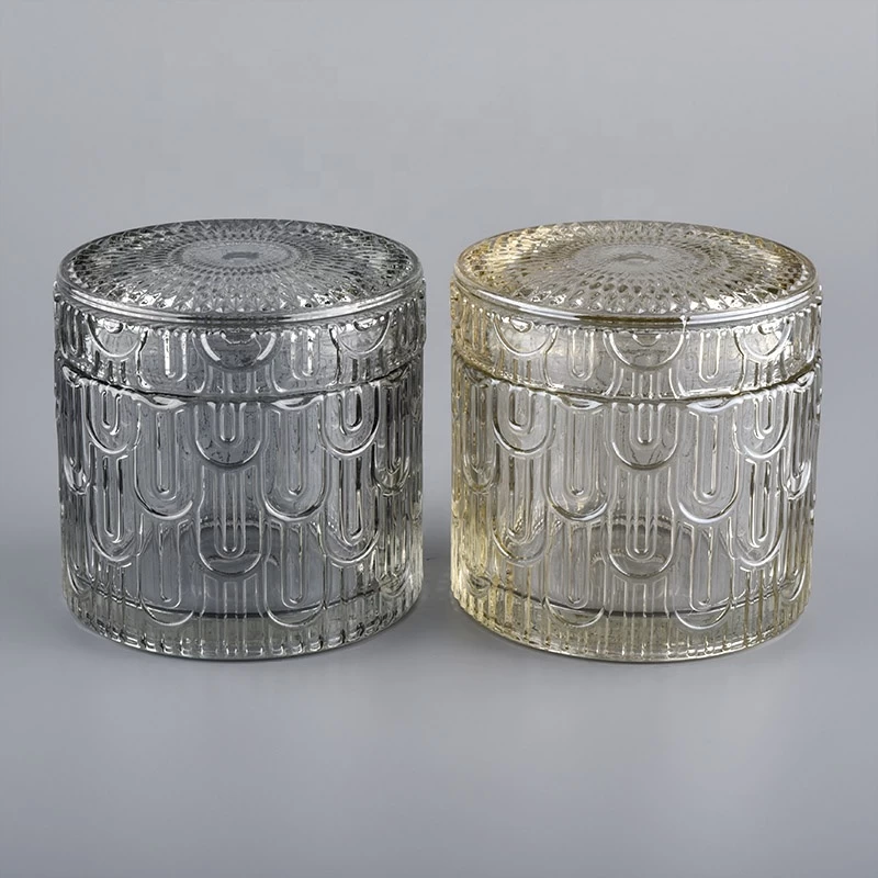 Sunny glassware luxury decorative glass candle vessel with lids 10oz 16oz