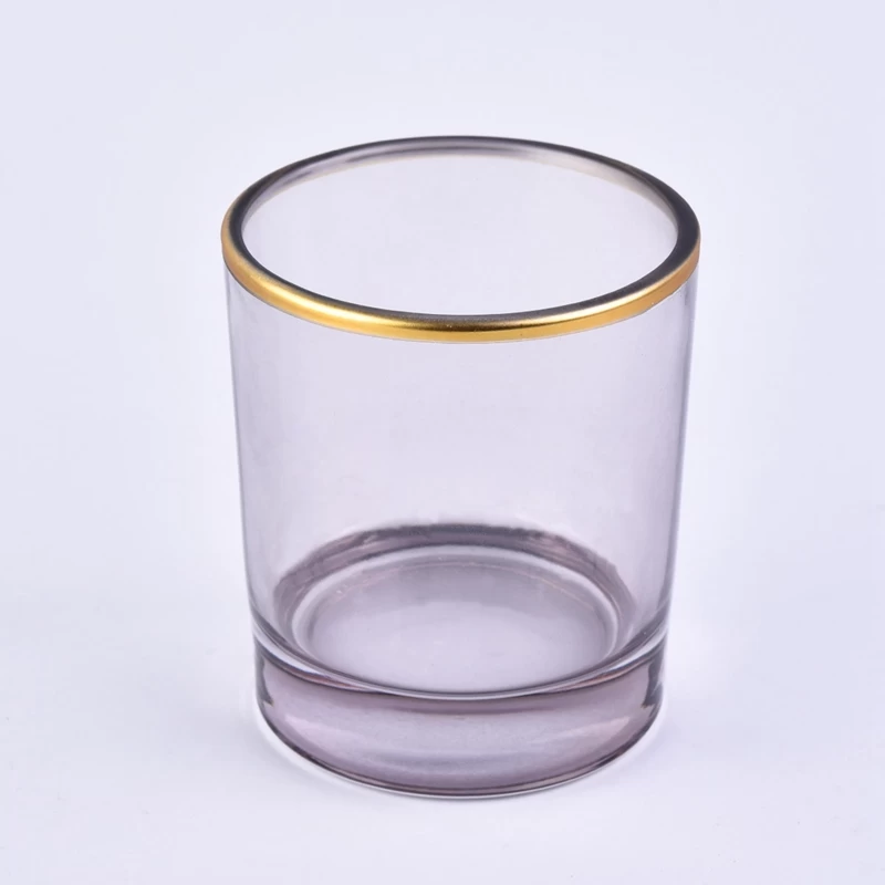gold rim glass candle jar