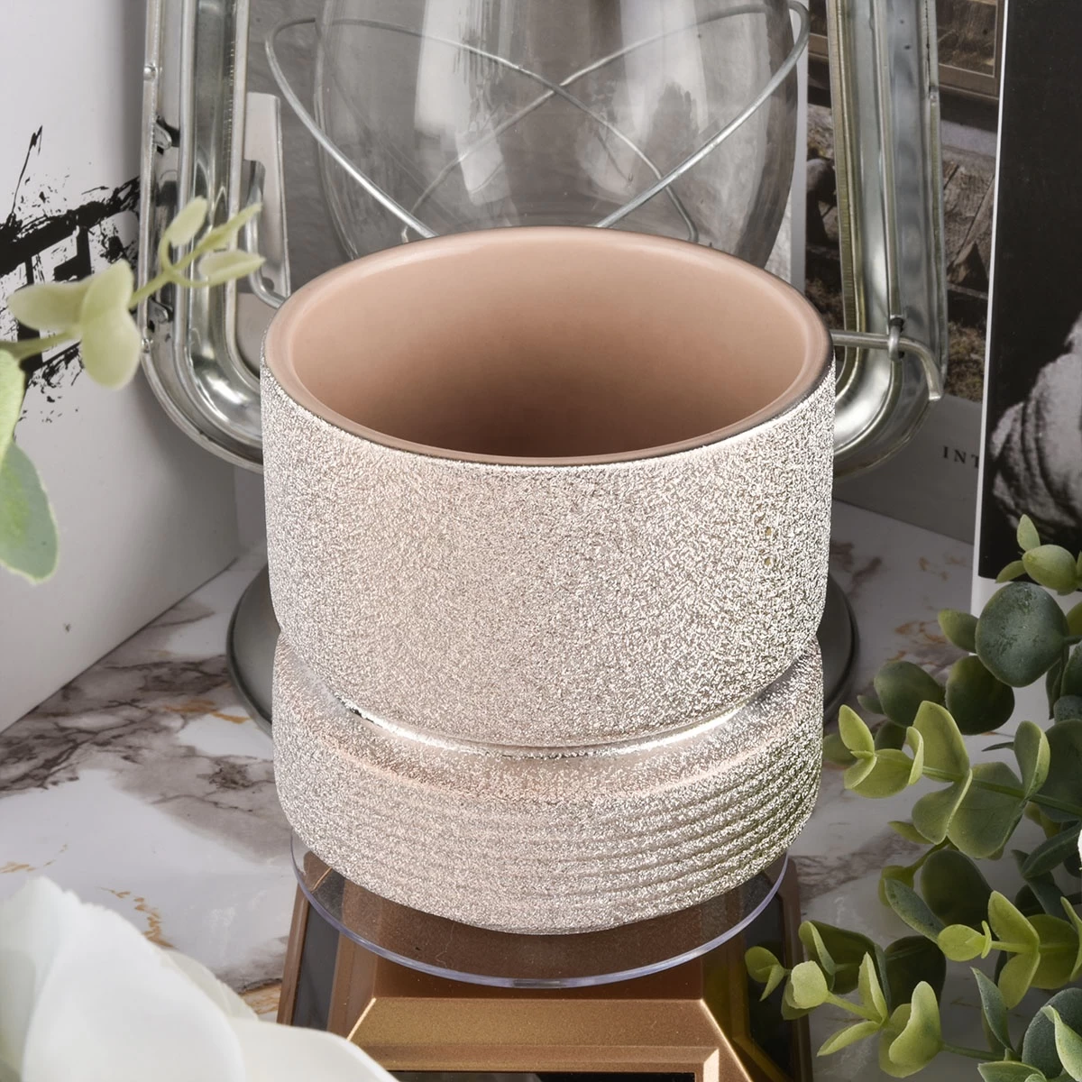 Sunny glassware Wholesales custom pink luxury glass candle jars