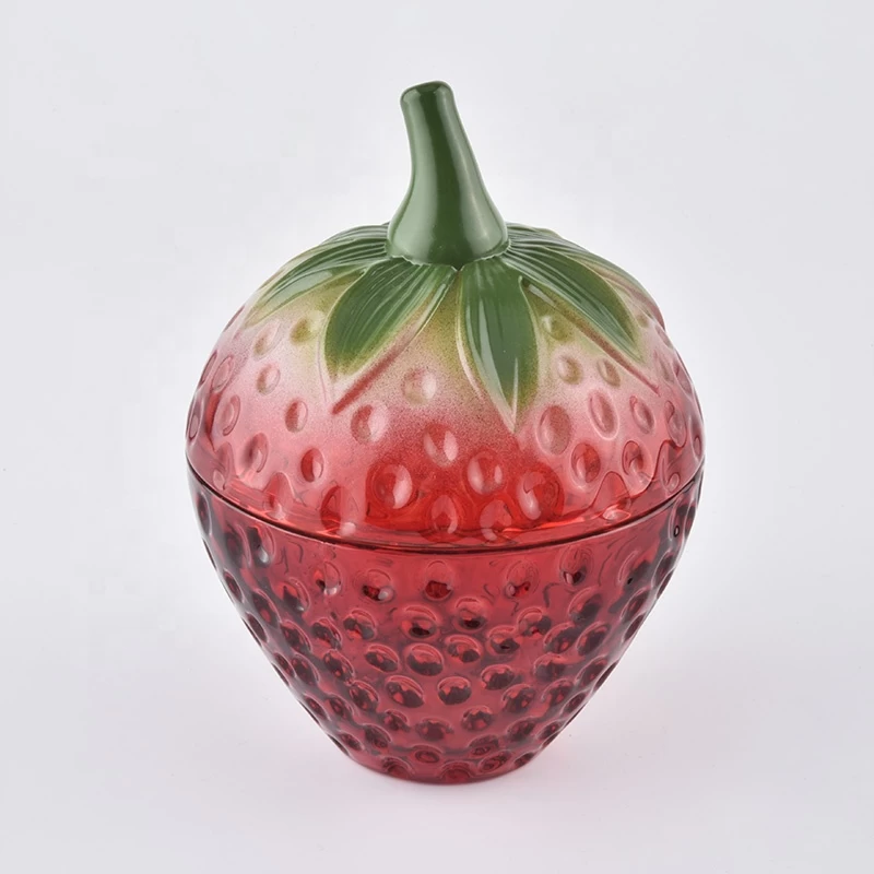 kawaii cute strawberry red glass candle holders home decorations candle jar