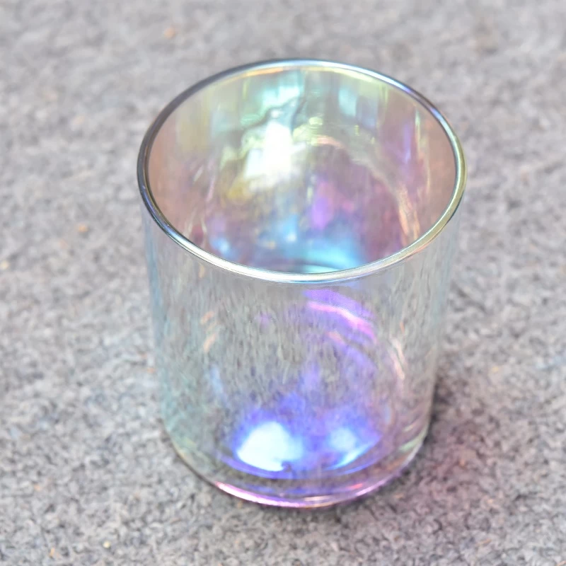 Shiny iridescent glass candle jars for scent candles