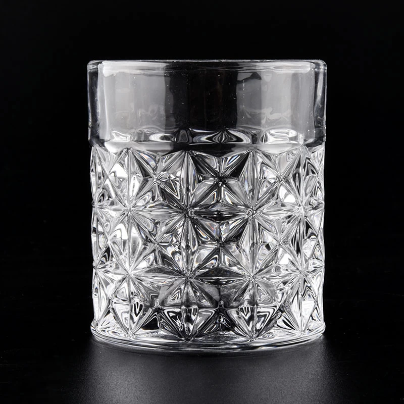 clear glass candle holders with diamond pattern