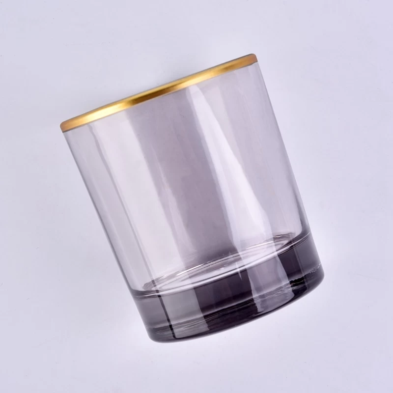 gold rim glass candle jar