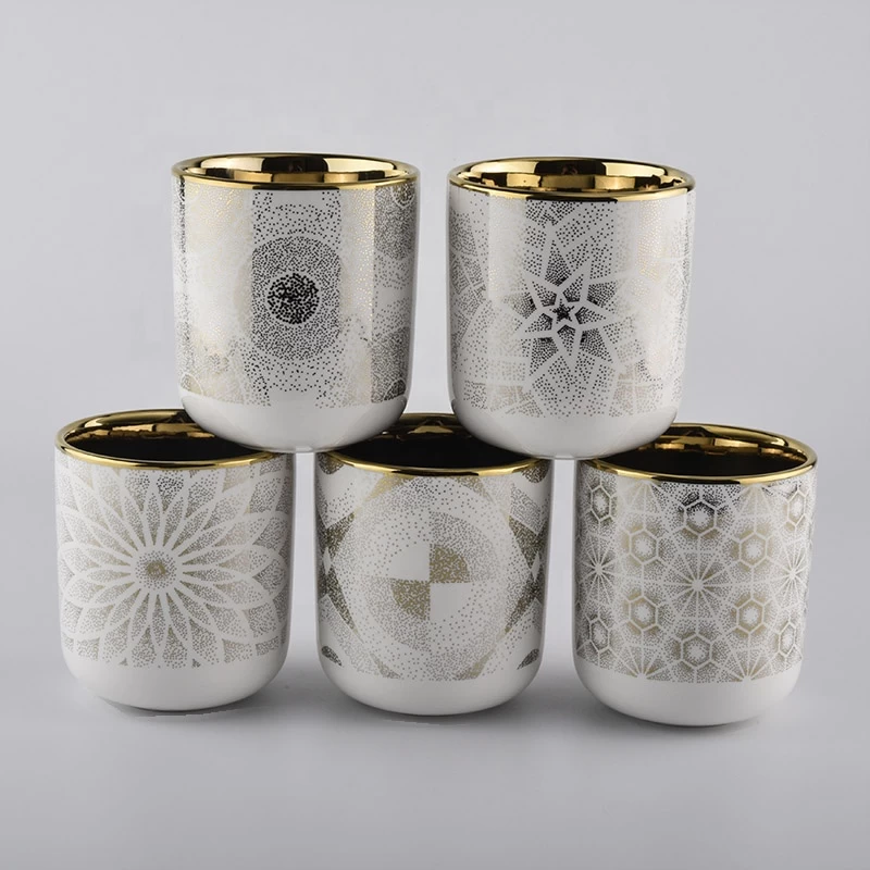 luxury electroplate porcelain candle jar