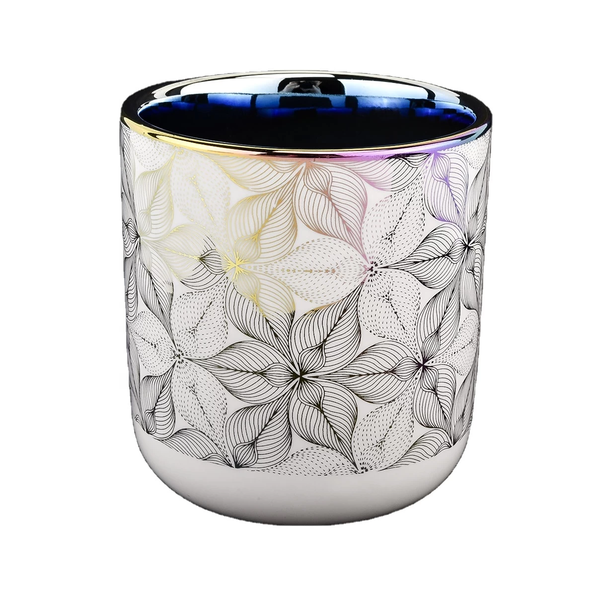 luxury ceramic candle jar with gold artwork